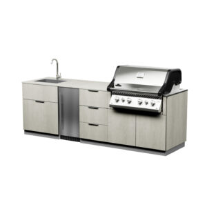 8.2 ft Modular Outdoor Kitchen Island with Grill, Sink, Refrigerator & Storage